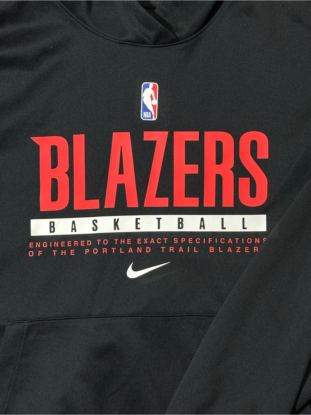 Nike Portland Trail Blazers NBA Dri-FIT Black Hoodie Men’s XL Basketball Pullove